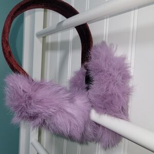 Vintage 100% Real Rabbit Fur Earmuffs for Women with velvet headband